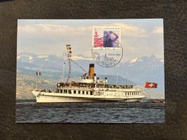 Carte postale vintage : Navig. Lac Léman, Montreux