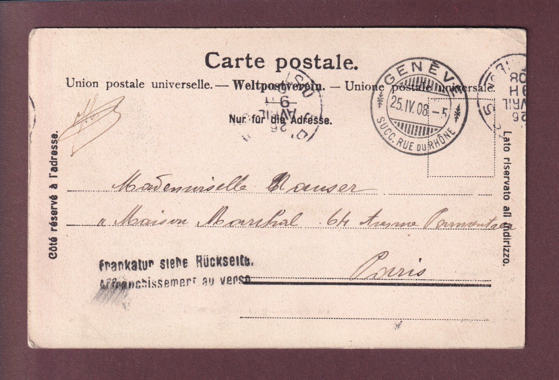 Cartoline postali: GENEVE - Quai du Mont-Blanc - 1908 – Usato da Pully venduto da nicecards 1