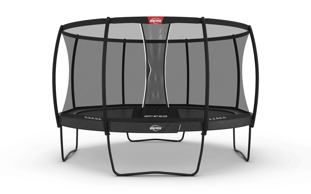 Trampoline: BERG CHAMPION REGULAR 430 GRAU + SICHERHEITSNETZ DELUXE – Neu und originalverpackt aus Roggwil BE von ChojinKay