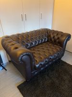 Chesterfield Sofa-Set | 2-Sitzer + Sessel | Dunkelbraun