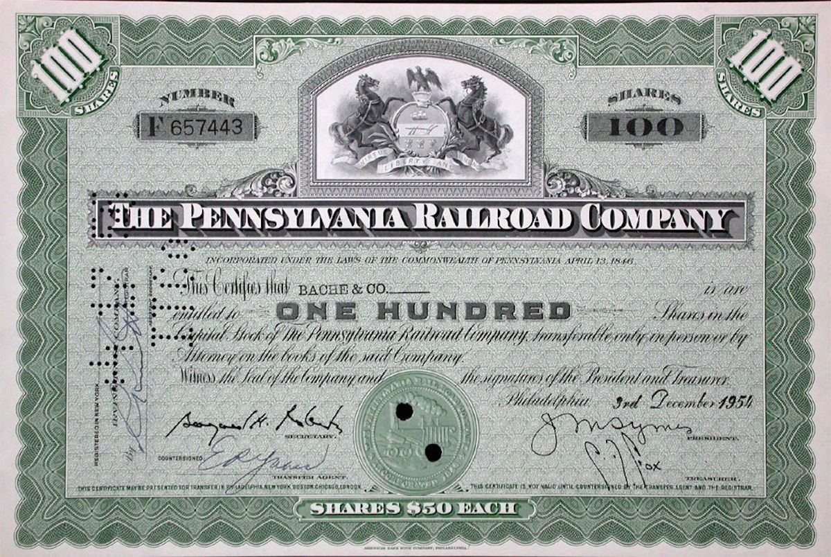 Documenti: Pennsylvania Railroad Company - 1956 – Usato da Solothurn venduto da Sgasche