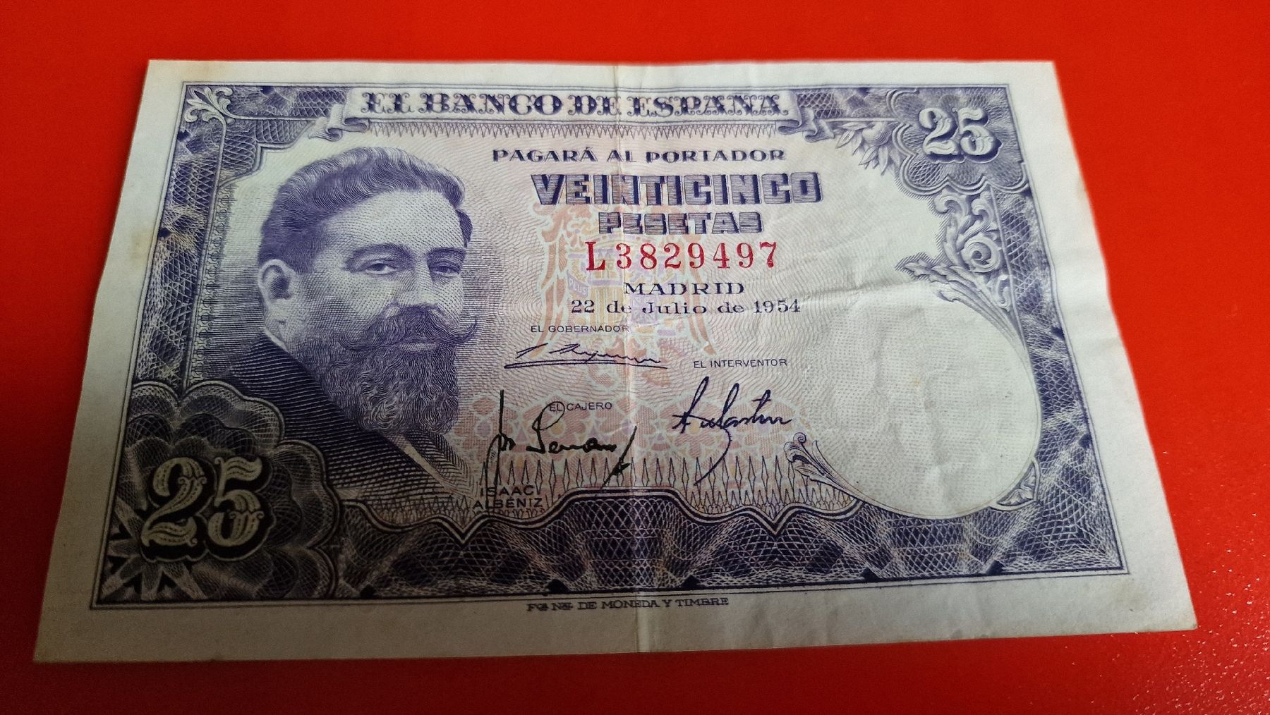Banknoten: Banknote Spain 1954 – Gebraucht aus Herisau von Antiques.AR