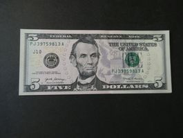 USA 2017 A, 5 Dollars - ungefaltet   Serie J 10 Lincoln