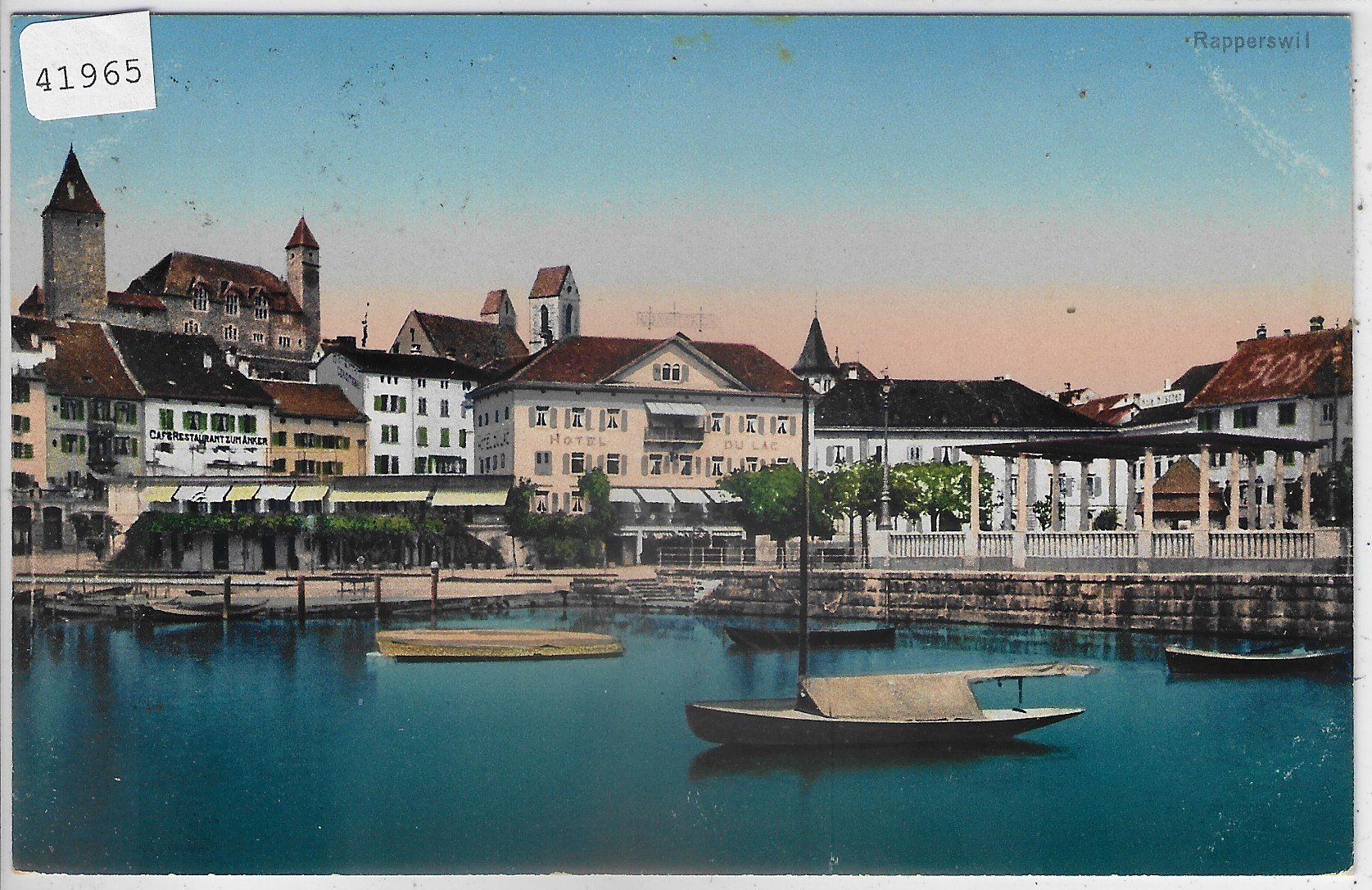 Cartoline postali: Rapperswil - Hotel du Lac - Litho – Usato da Ettingen venduto da Kartenplanet