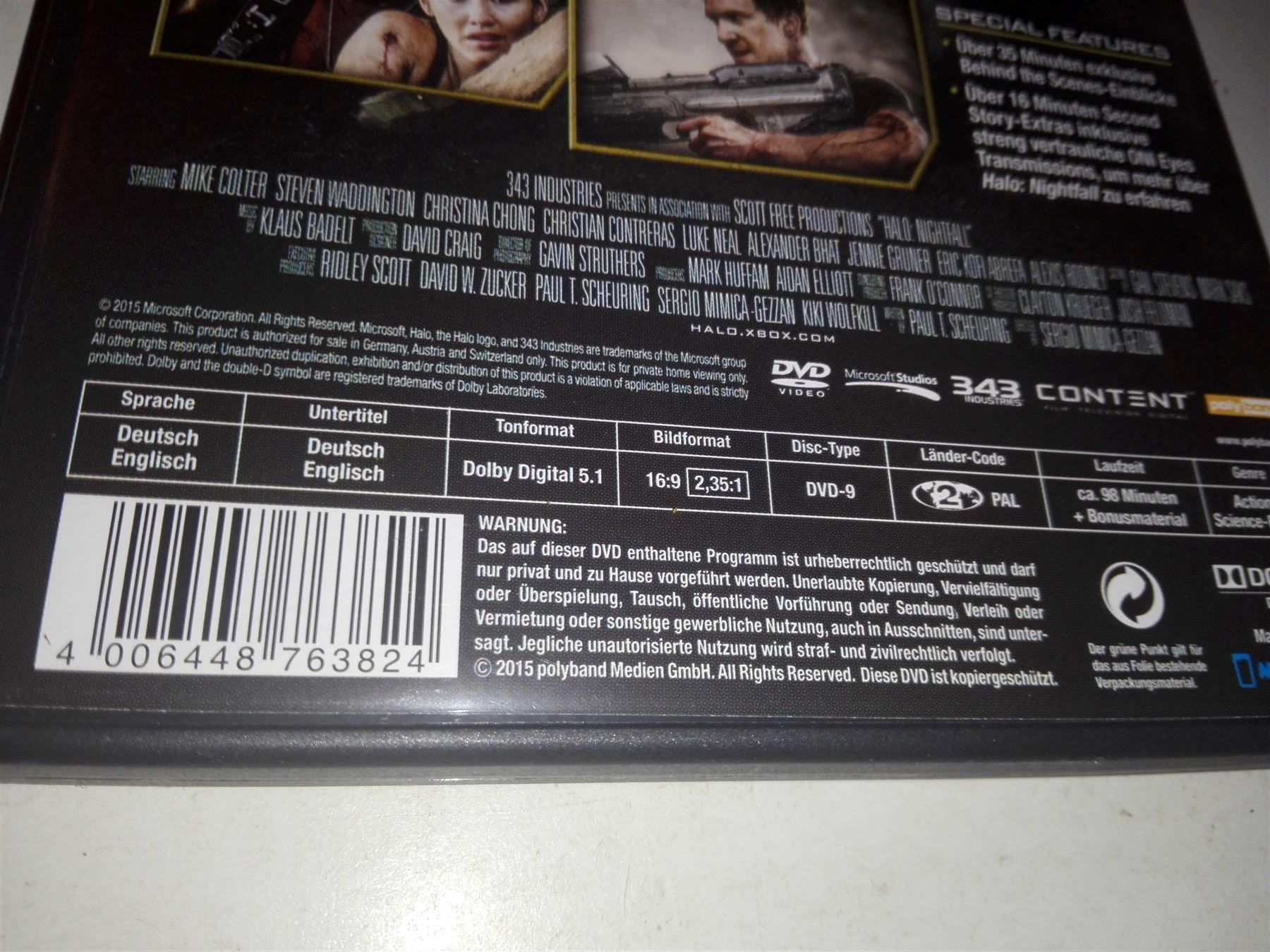 Tutti i DVDs: HALO - Nightfall                                    ©'2015 – Usato da St. Gallen venduto da elkapone 3