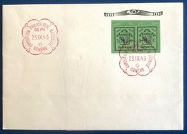 1943 / Ausschnitt Genfer Block auf Blanko Brief W17L + W17R
