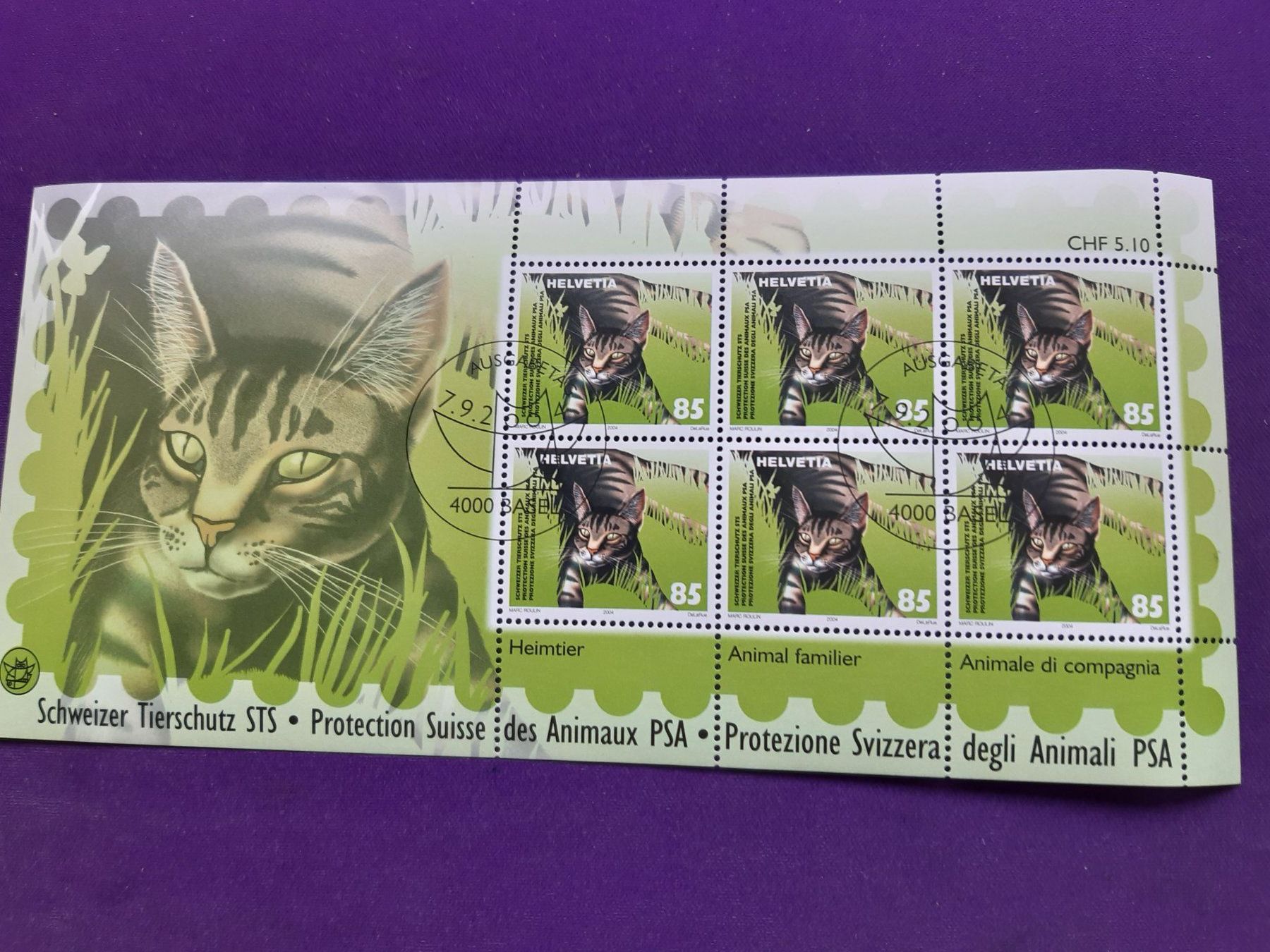 Tutti i francobolli: 3 Kleinbogen, ET-Sonderstempel "Schweizer Tierschutz STS" – Nuovo (secondo la descrizione) da Wangs venduto da weisstannen01 2