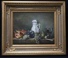 Oelgemäle Stilleben mit Granatapfel