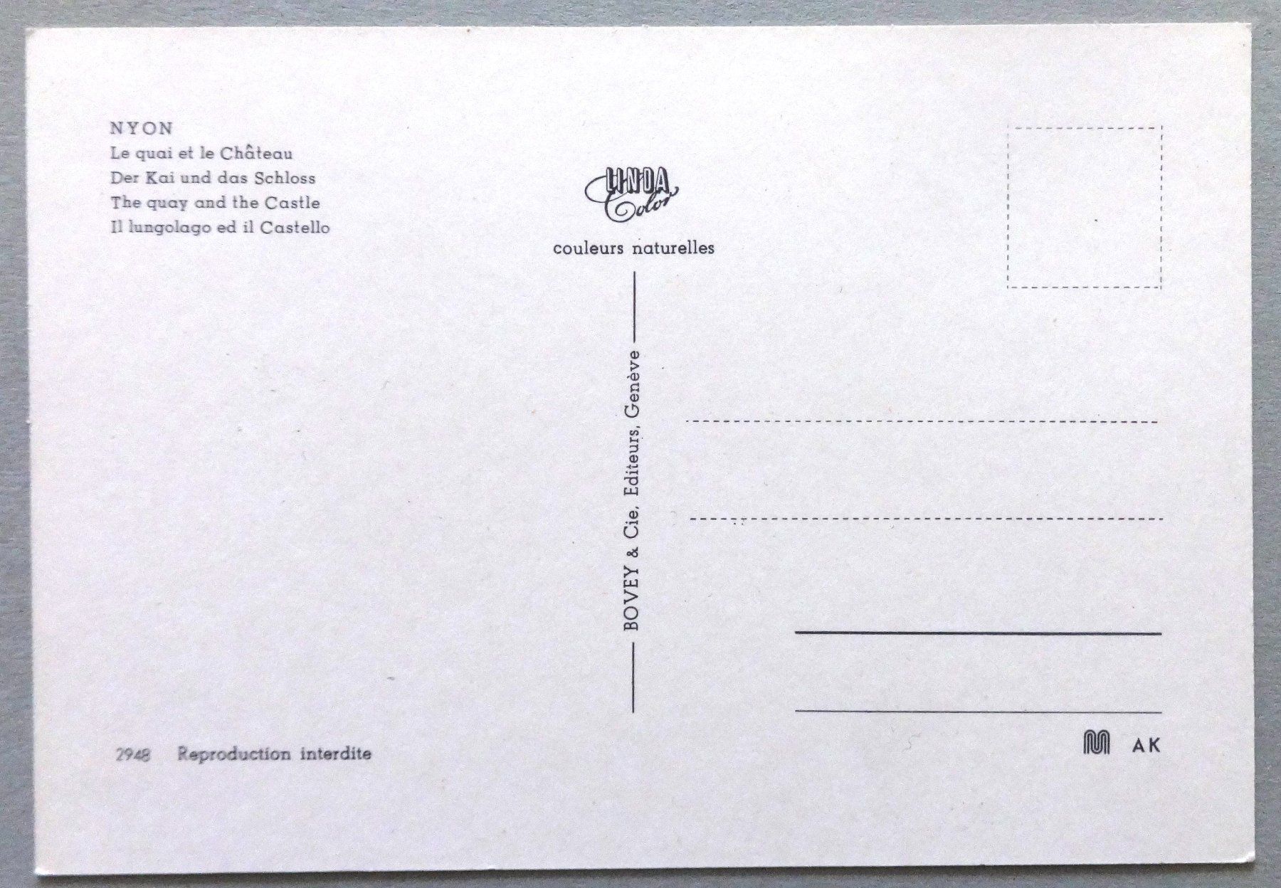 Cartoline postali: Nyon - Le quai et le Château – Usato da Fétigny venduto da Billy2miny 1