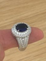 Luxus Elegante Gr.19/9 Ring Farbe: Silber /blau Zirkonia