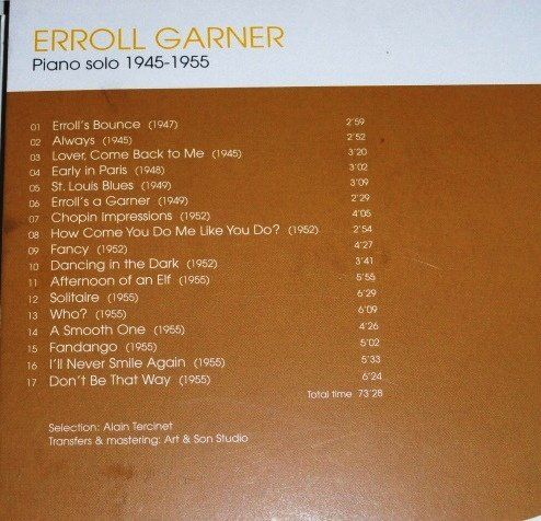 CD: Erroll Garner - include "How Come You Do Me Like You Do?" – Usato da Unterbäch venduto da rubicon2012 2