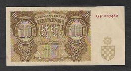 Hirvatska  10  Kuna  1941  Gebraucht  SEHR SCHöN