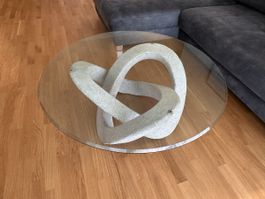 Couchtisch rund Glasplatte mit Naturstein guter Zustand