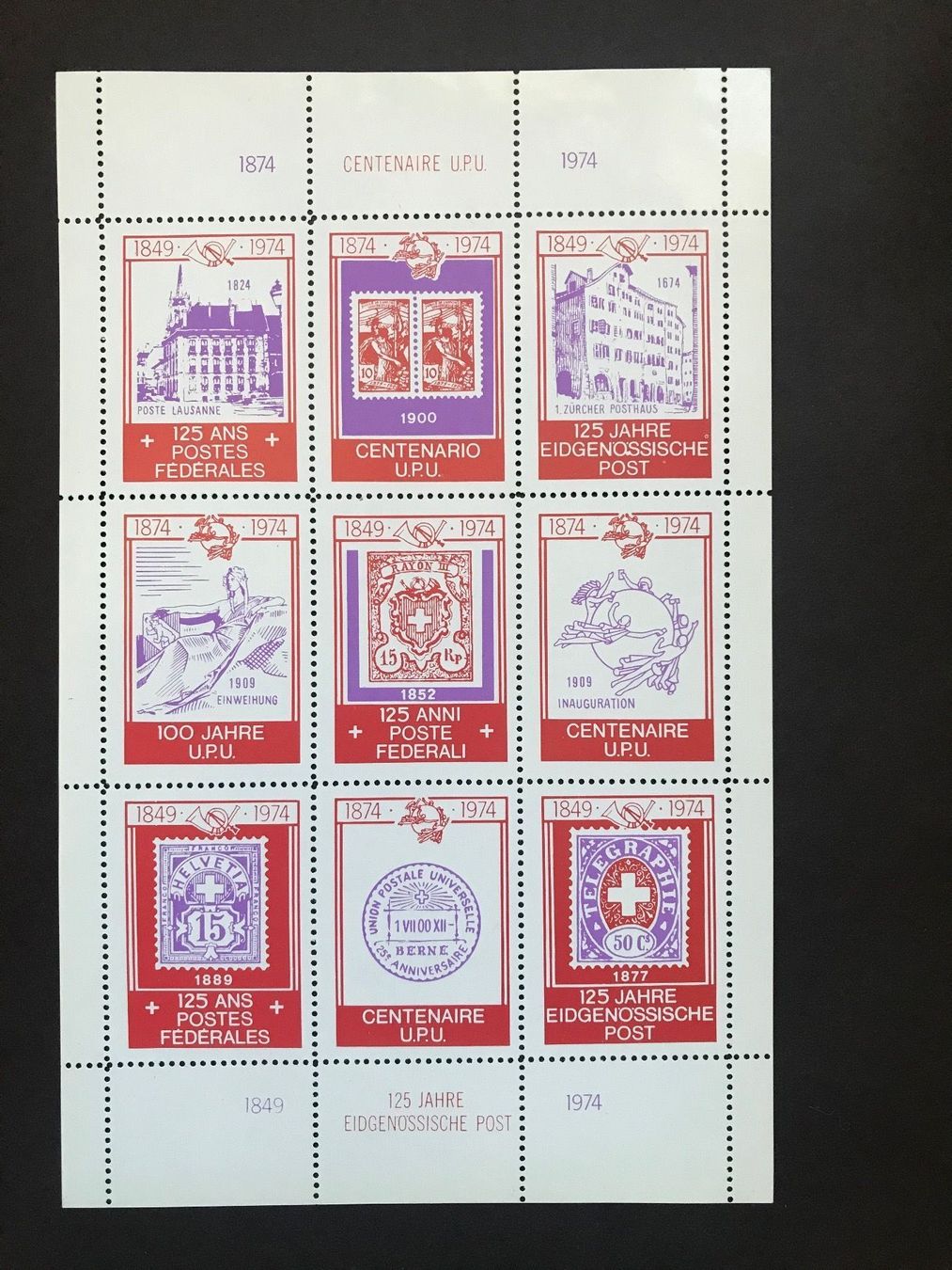 Alle Briefmarken: Kleinbogen 125 Jahre Eidgenössische Post – Neu (gemäss Beschreibung) aus stäfa von brandy66