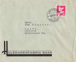 herrlicher Firmenbrief HOLZWARENFABRIK BAAR 1932