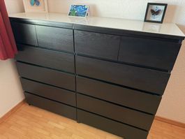 5 IKEA Malm Kommoden in schwarzbraun