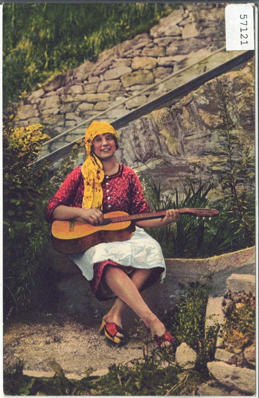 Ansichtskarten: Costume Ticinese mit Gitarre - Litho – Gebraucht aus Ettingen von Kartenplanet