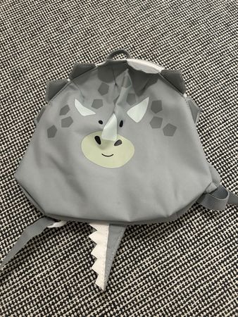 Childrens Backpack Dinosaur Design Grey
