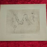 Raffaello Lithografie – Skizzen zur Madonna im Grünen