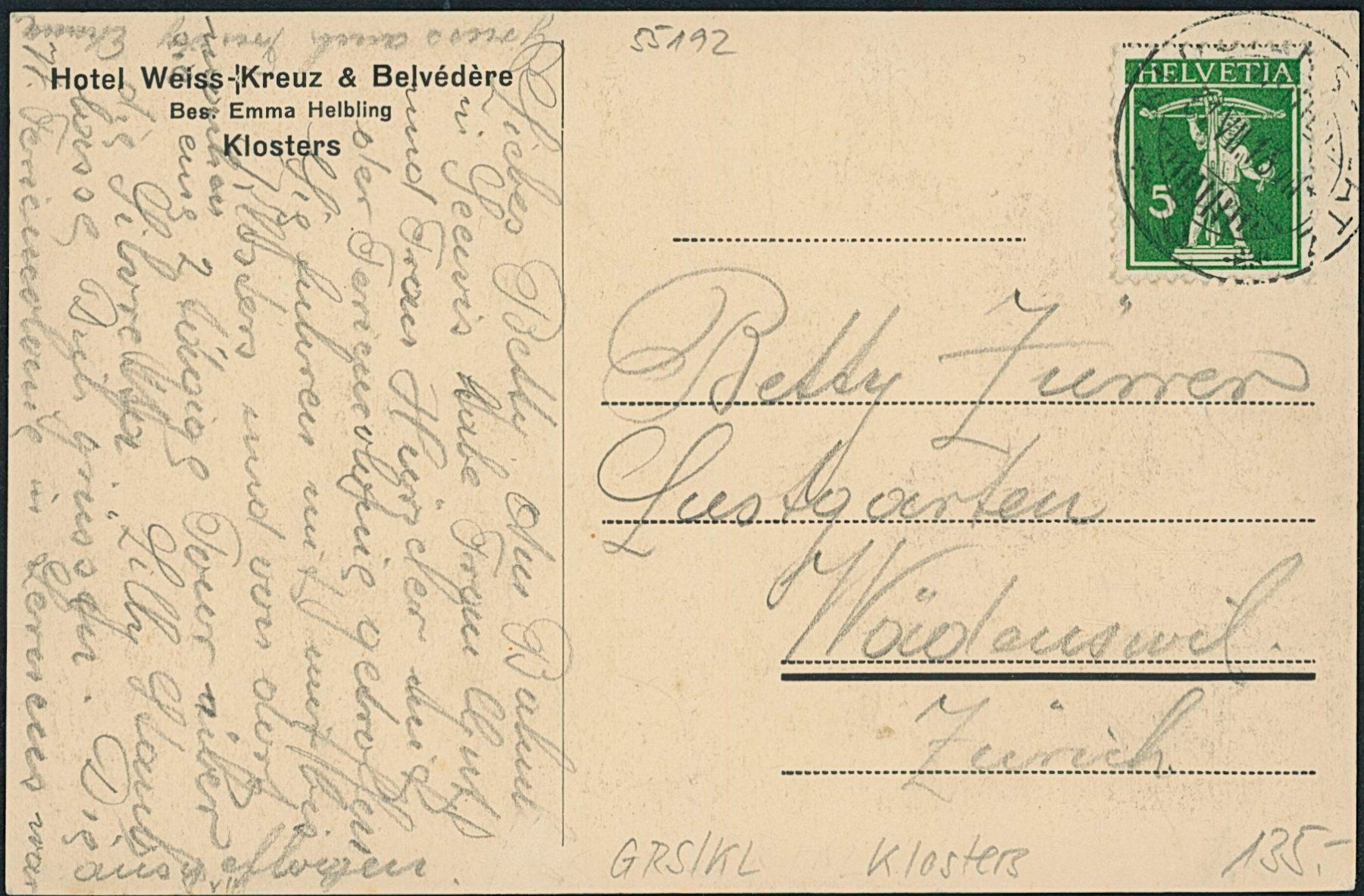Cartoline postali: GRS Klosters – Usato da Schindellegi venduto da leecollect 1