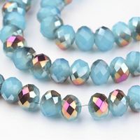 Glasperlen galvanisiert blau 6x4mm / 1 Strang, ca. 99 Stk.