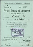 BE Lötschberg Simplon Bahn - Bahnbillett