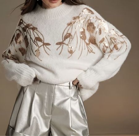 Chic Maglione Decorato Paetten-1size-nuovo-per feste 👍