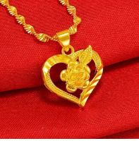 24k vergoldete Herz- Rose Anhänger