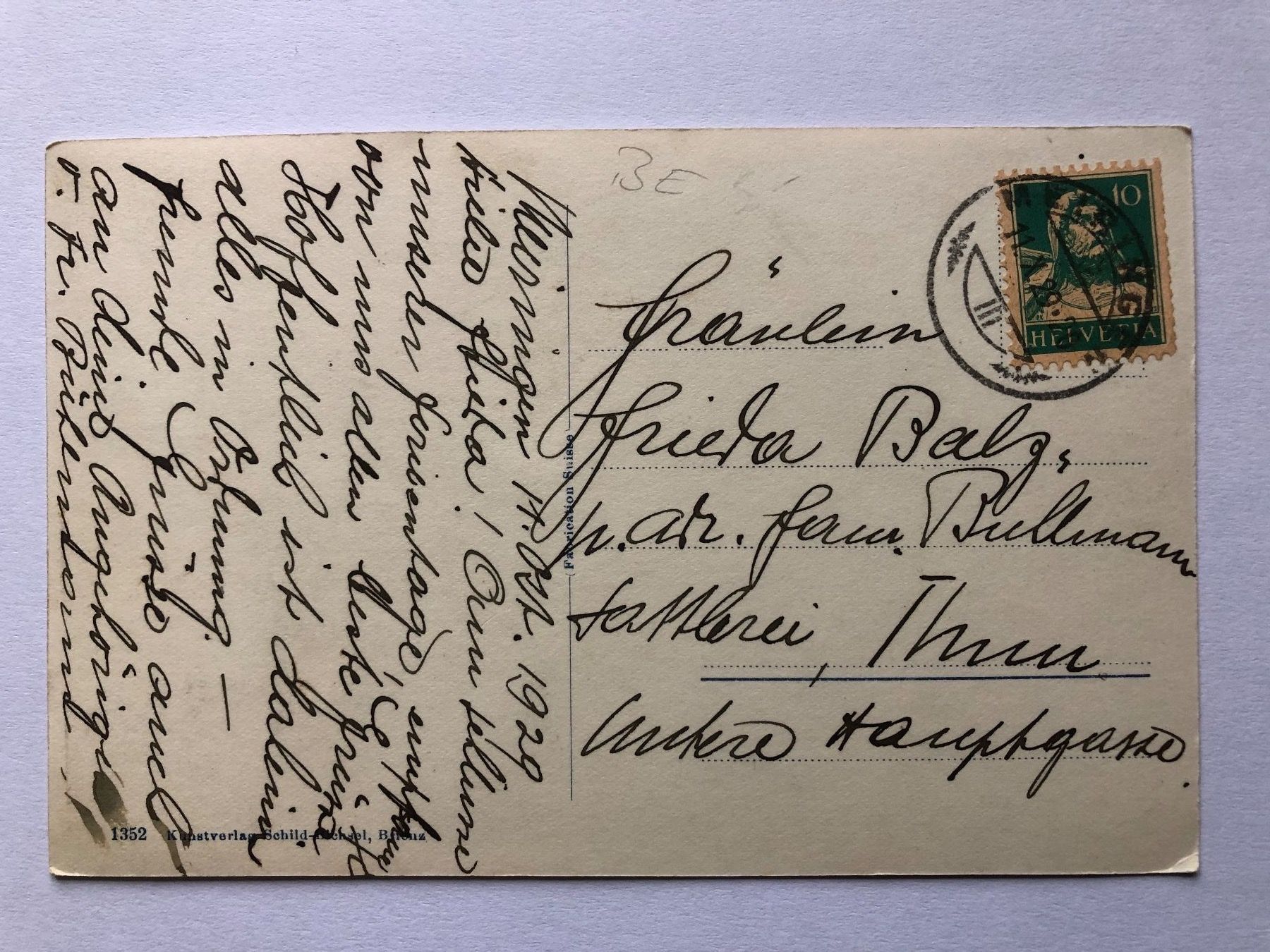 Ansichtskarten: Meiringen - gelaufen 1929 – Gebraucht aus Bassersdorf von F-104fan 1