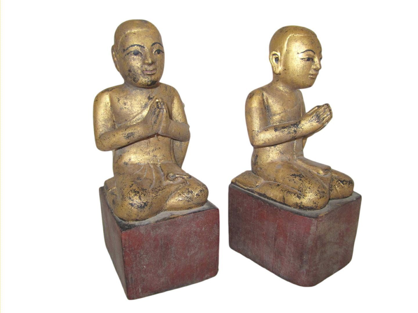 Skulpturen & Statuen: Antikes Paar buddhistischer Mönche Burma BUDDHA – Gebraucht aus Staad SG von 4bu4 2