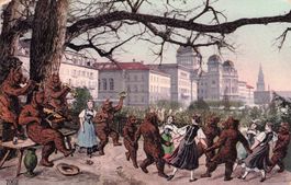 Bär // 1914 Bärentanz Bundeshaus Trachtenmädchen Bern