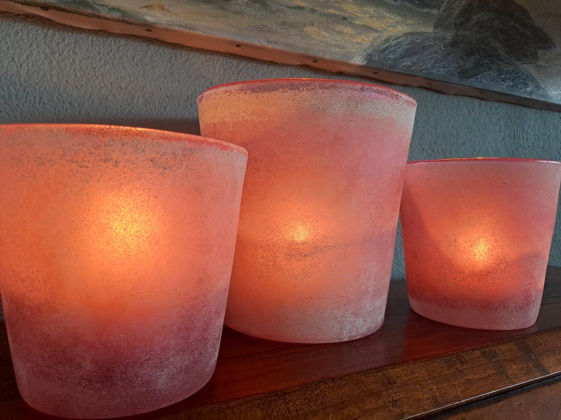 Alle Dekorationen: Windlichter rosa aus massivem gefrostetem Glas, 3-er Set – Gebraucht aus Volketswil von ronbons 8