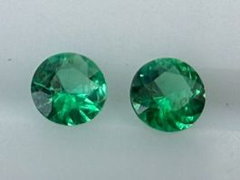 SMARAGD Pair  bläulich/grün  rund   2.75mm   Ural / Sibirien