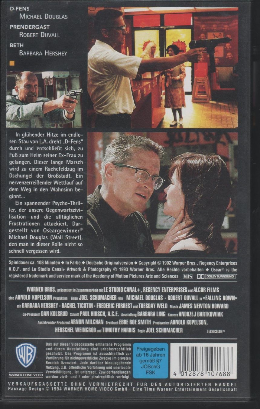 Tutti i VHS: Falling Down - Ein ganz normaler Tag (USA 1993) Warner VHS – Usato da Remetschwil venduto da Hofiii 1