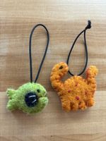 2 Haarschmuck gummi mit Filz Tierchen / Fisch & Dinosaurier