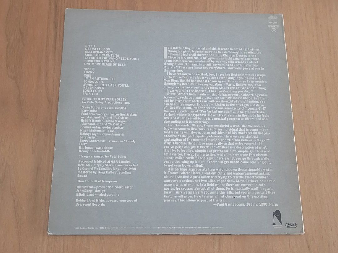 Vinyles: LP  Steve Forbert – D'occasion à Martigny par MZ-67 1