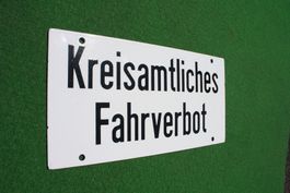 Antikes Emaille Emailschild Fahrverbot Schild