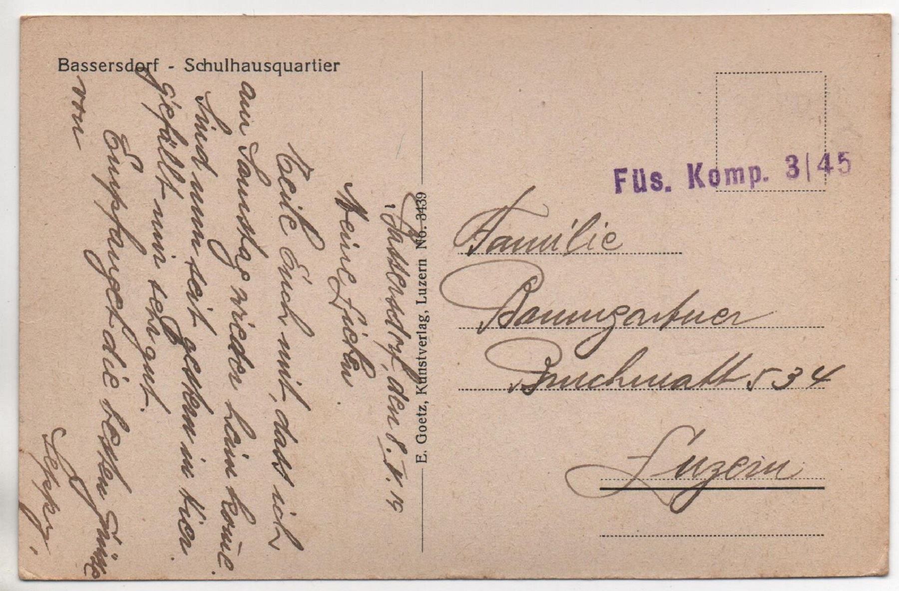Ansichtskarten: BASSERSDORF Schulhausquartier – Gebraucht aus Jona von philajona 1