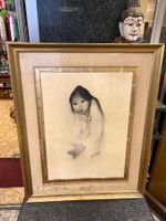 TABLEAU PORTRAIT ASIATIQUE SIGNÉ