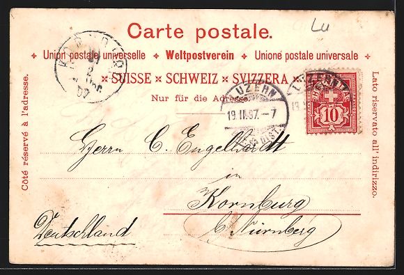 Cartoline postali: Litho Vierwaldstättersee, Der Schillers – Usato da Berlin venduto da bartko-reher 1
