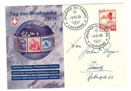 Journée du Timbre Lausanne 1938 Karte deutsch tp