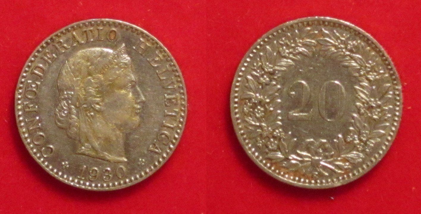 Tutti le monete: 20 Rappen 1930 – Usato da Allschwil venduto da Coinfreak