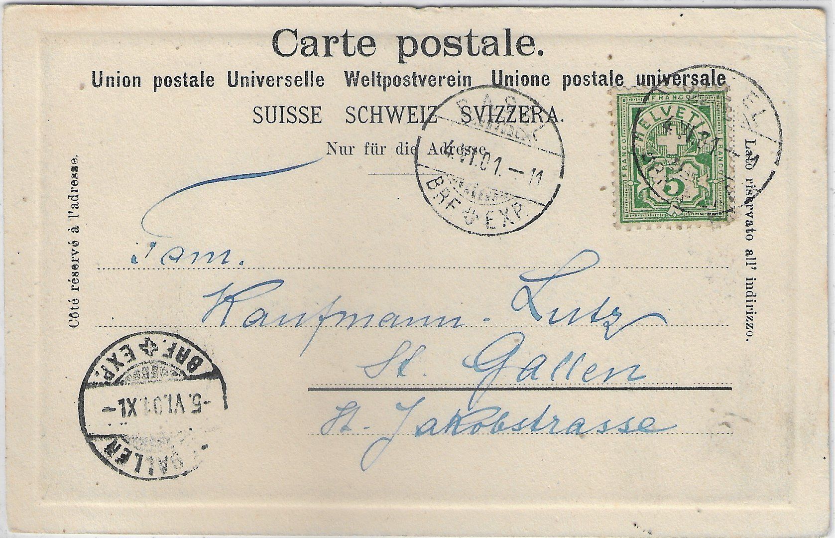 Cartoline postali: Gewerbe-Ausstellung Basel 1901 - Litho – Usato da Ettingen venduto da Kartenplanet 1
