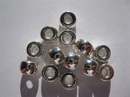12 Metallperlen versilbert 8x5mm