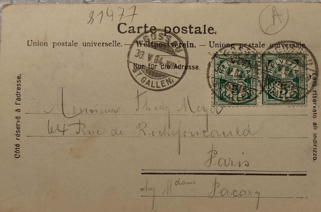 Cartoline postali: OBERBERG  bei Gossau  -  Schloss - 1904 – Usato da Delémont venduto da Domdom1 1