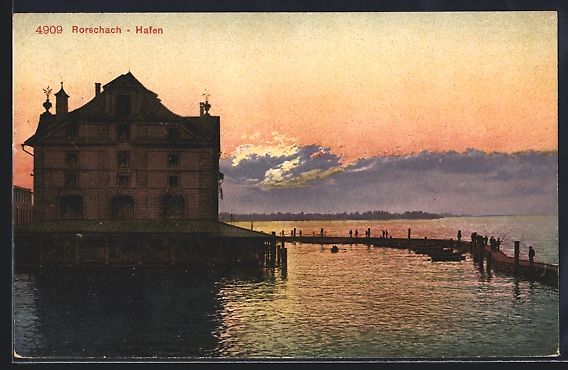 Cartoline postali: Rorschach, Partie am Hafen, Sonnenunterg – Usato da Berlin venduto da bartko-reher
