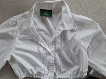 Nimrod Trachtenbluse Gr. 40 Weiss Spitzendetails Oktoberfest