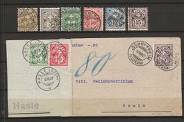Serie Nr. 80 - 85, teils auf Briefstück : KP 240.--