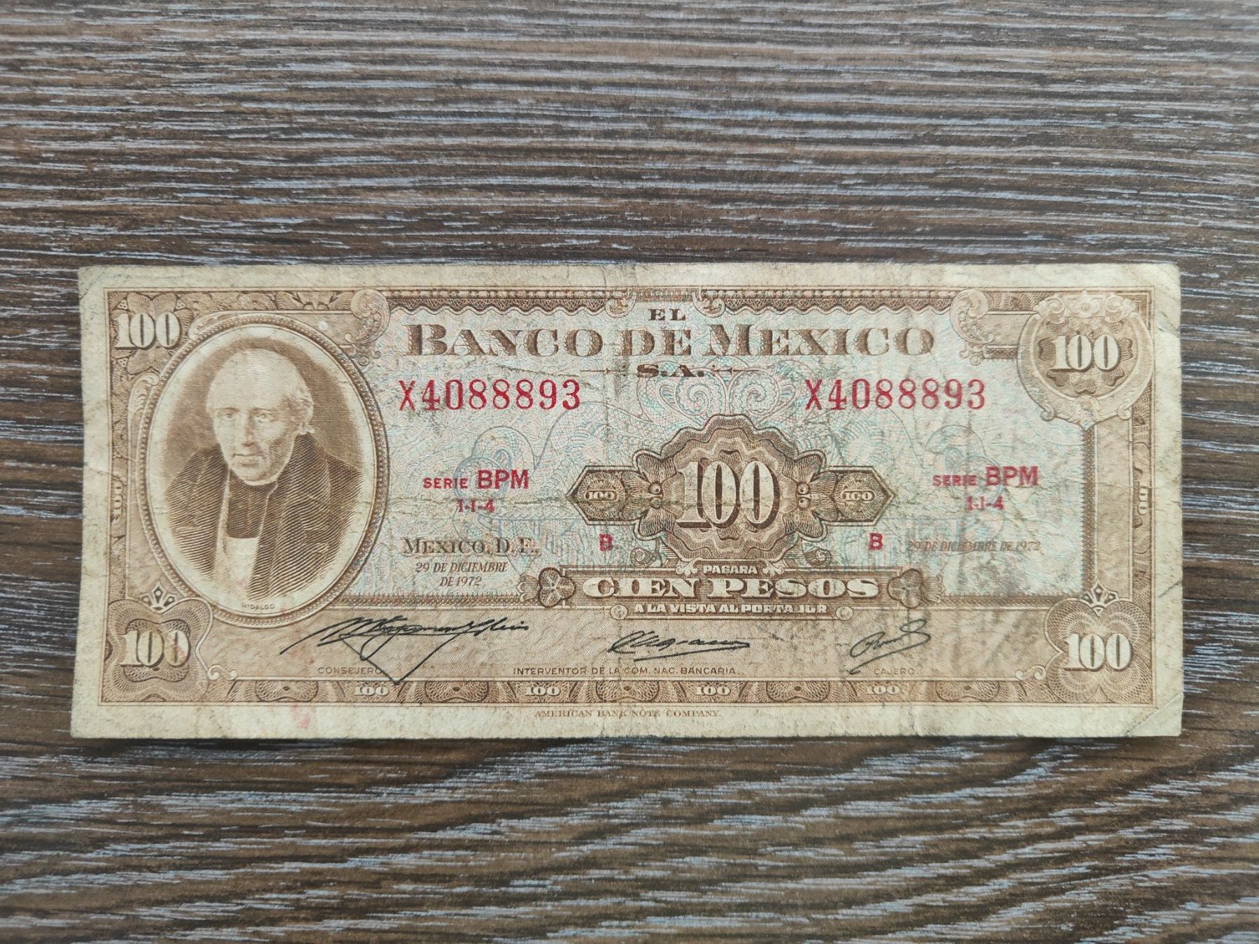 Banknoten: Mexiko 100 Pesos 1972 !!!!! – Gebraucht aus Flaach von Lonzo99