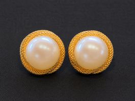 Boucles d’oreilles clips vintage année 80 – perles fantaisie